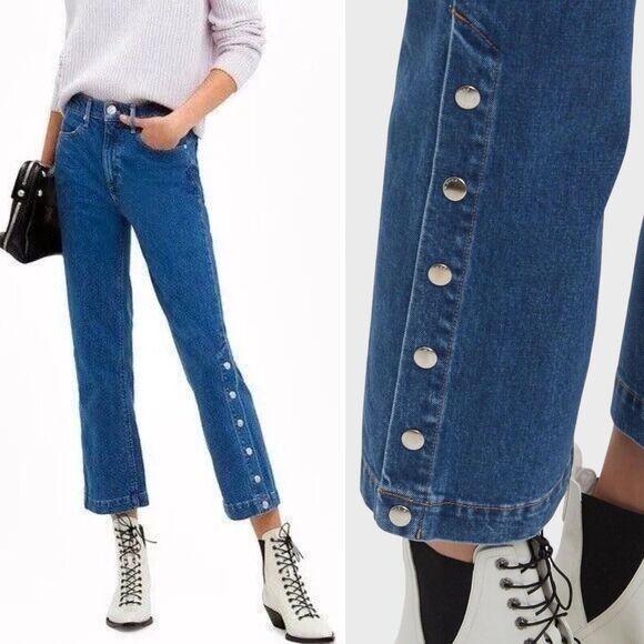 Rag & Bone Dylan Snap Retro Cropped Kick Flare Jeans in Vintage Bloo Size 27 | 4 - Picture 1 of 15
